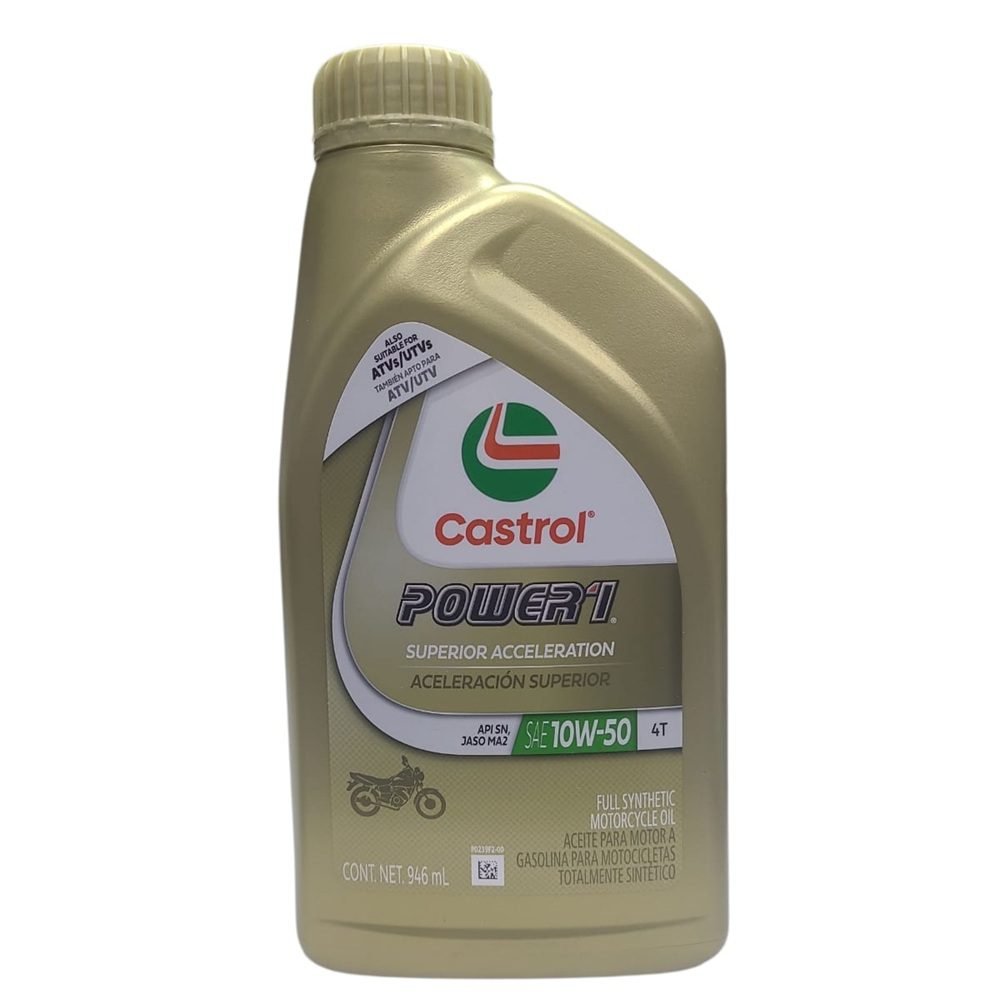 10W 50 FULL SINTÉTICO CASTROL POWER 1 (nueva imagen) Aceite Moto Castrol 10w 50 Full Sintético 4t - Imagen 1