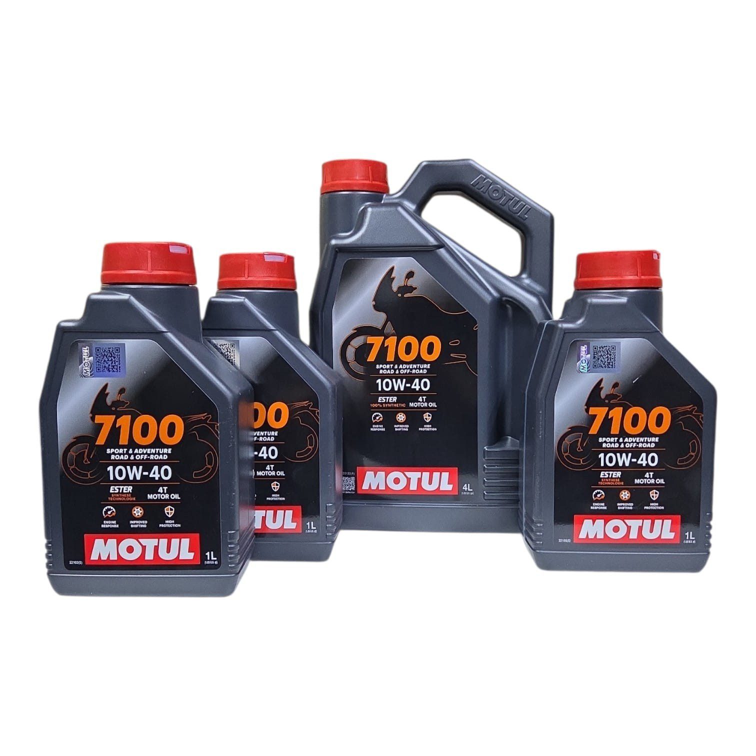 10W 40 FULL SINTÉTICO MOTUL 7100 (PACK 7 LITROS) Pack 7L Aceite Moto Motul 10W 40 7100 Full Sintético 4T - Imagen 1